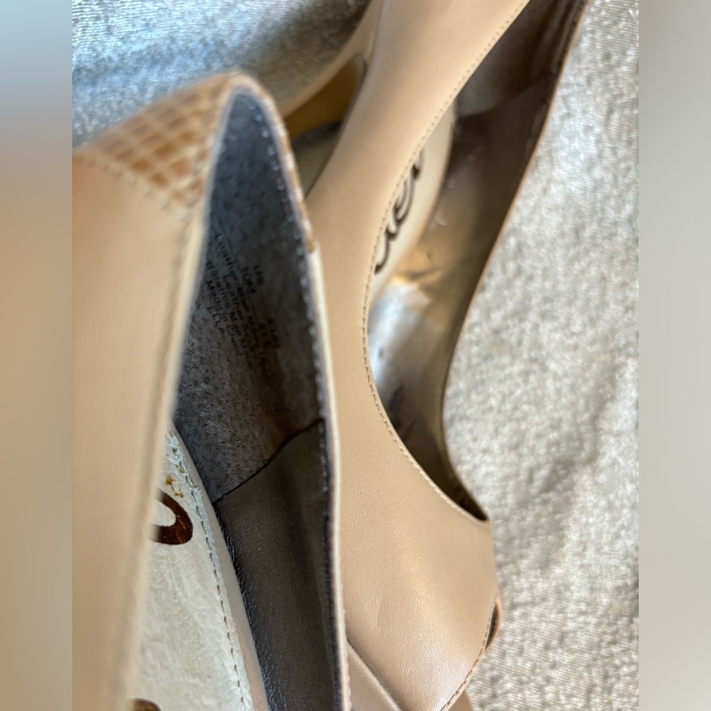 Sam Edelman Ella Platform Peep Toe 5" Pump Leather Nude size 10 - Picture 6 of 10